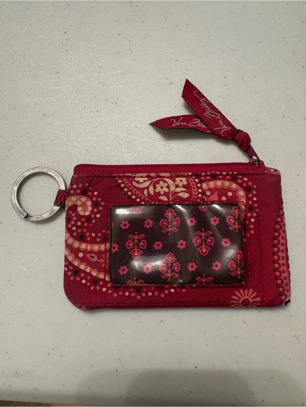 Vera Bradley Red Floral Card Case Keyring